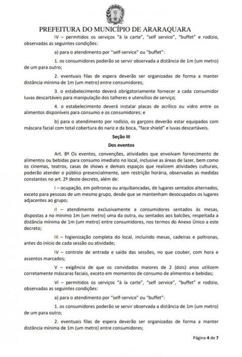 Foto 4 de 7 — Prefeitura divulga novo decreto e acaba com restrições no comércio e serviços em Araraquara